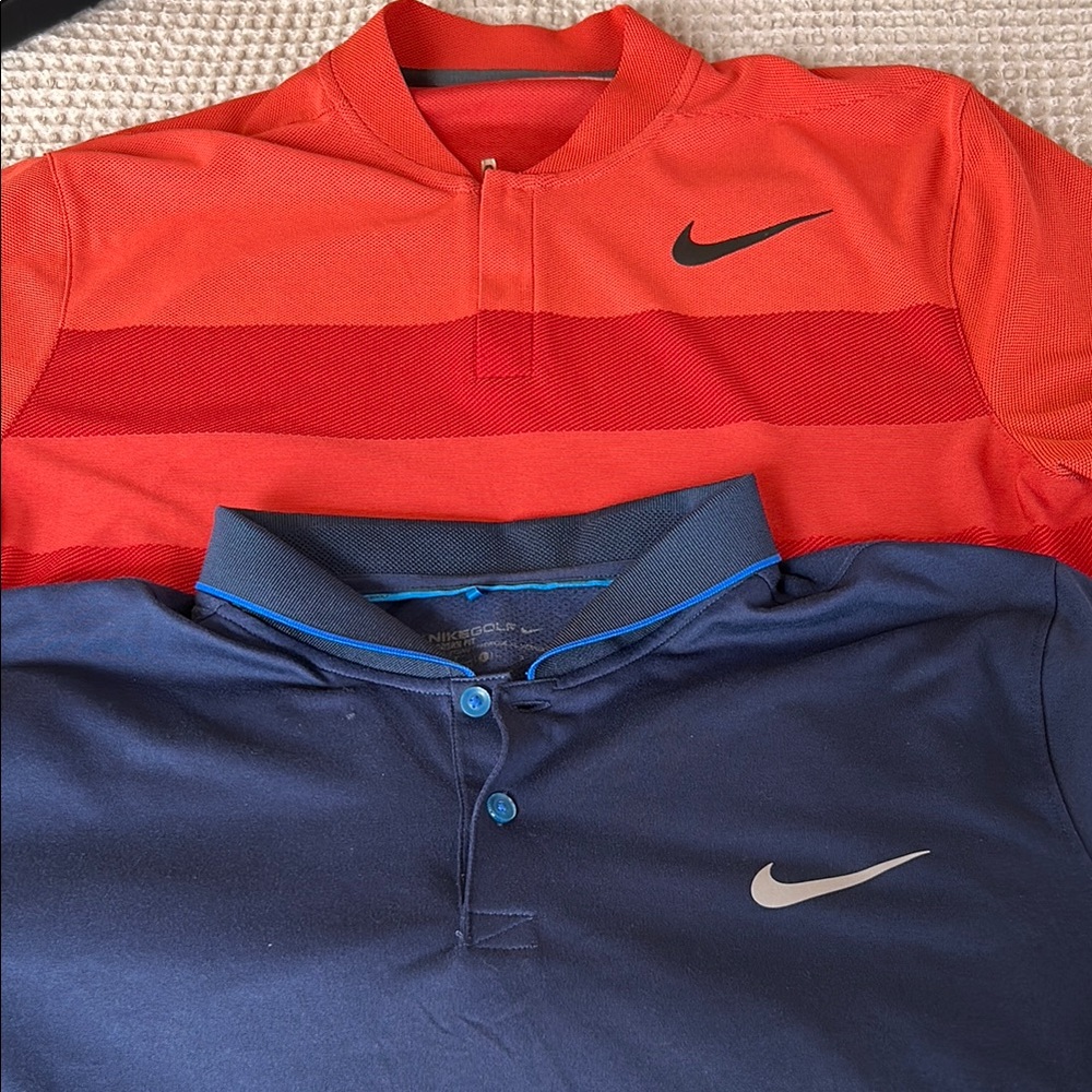 Lot of 2 Nike Golf Men's Shirts Red M & Blue L